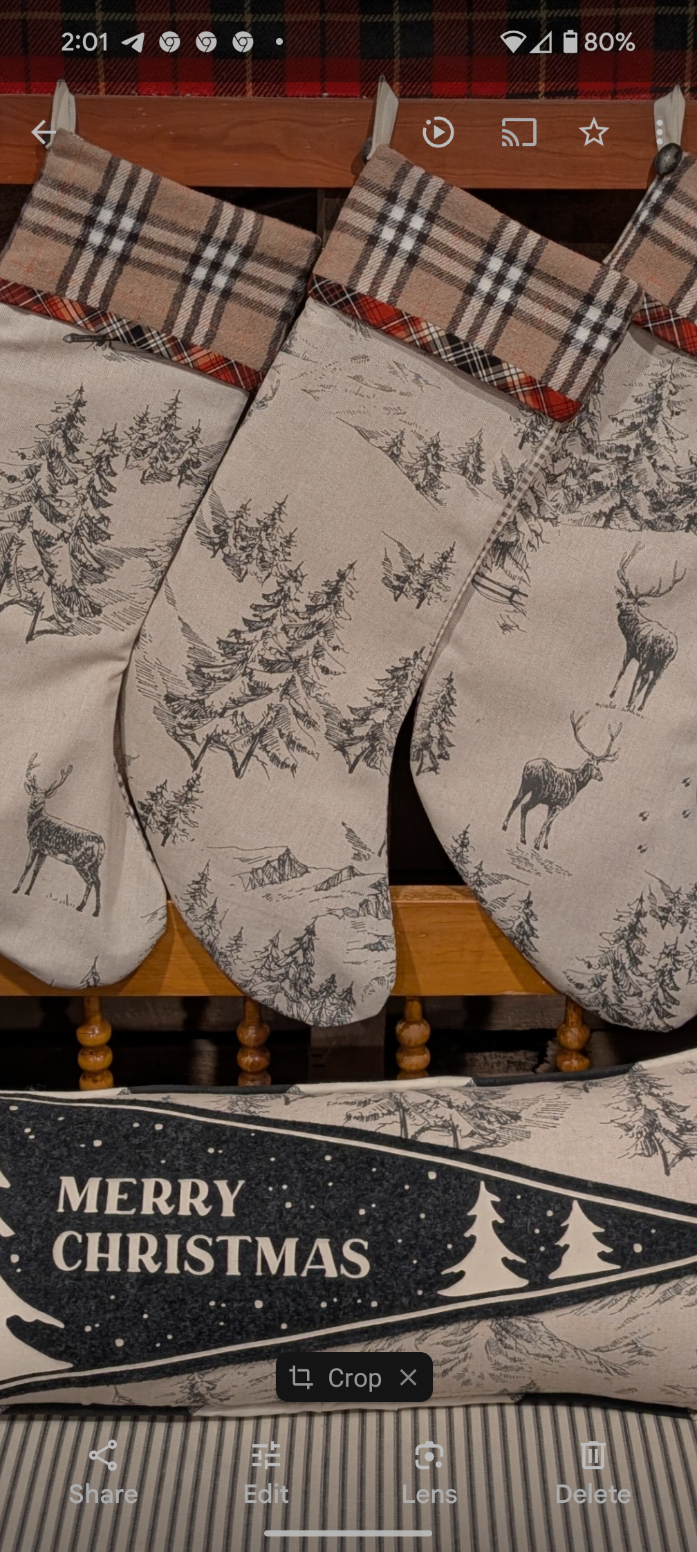 Christmas Stocking with Deer and Winter Forest